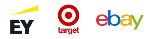 Client logos of EY, Target and Ebay